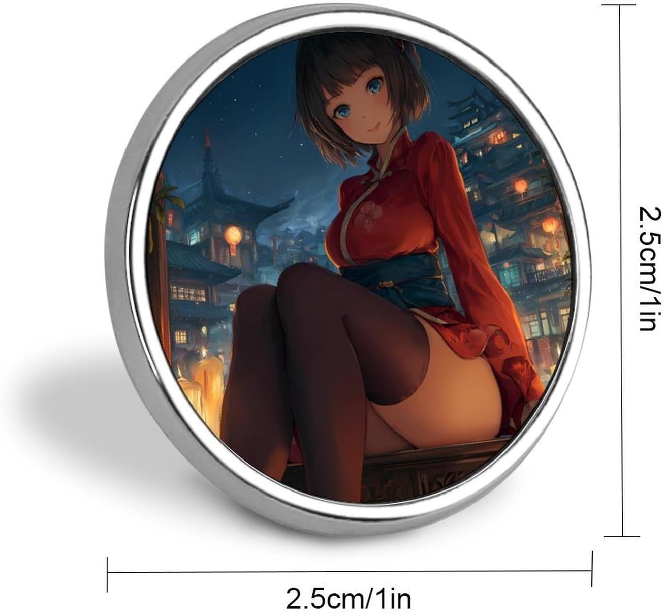 Comic Girl Round Badge Pin Brooch Button Stylish Decorative for Clothes Backpacks