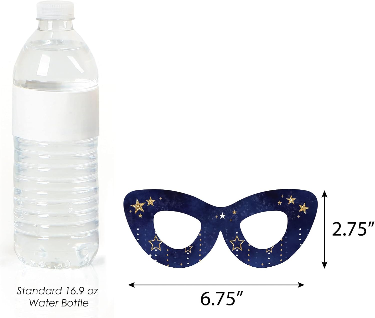 Big Dot of Happiness Starry Skies Glasses - Photo Booth Props & Decor, Gold Celestial Party Supply Kit, Durable Card Stock & Elegant Design - 10 Count