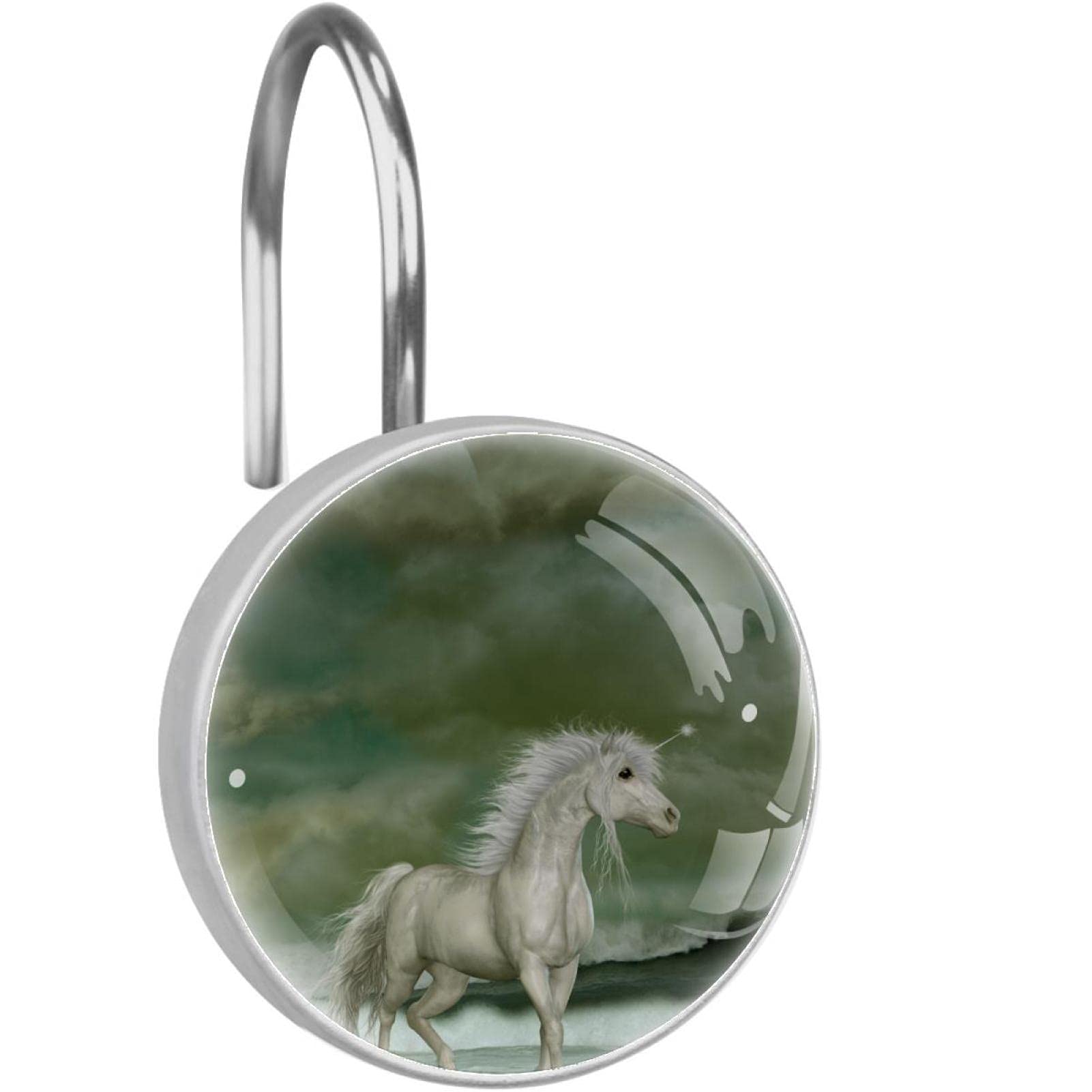 Crochets pour rideau de douche inox haut de gamme motif licorne