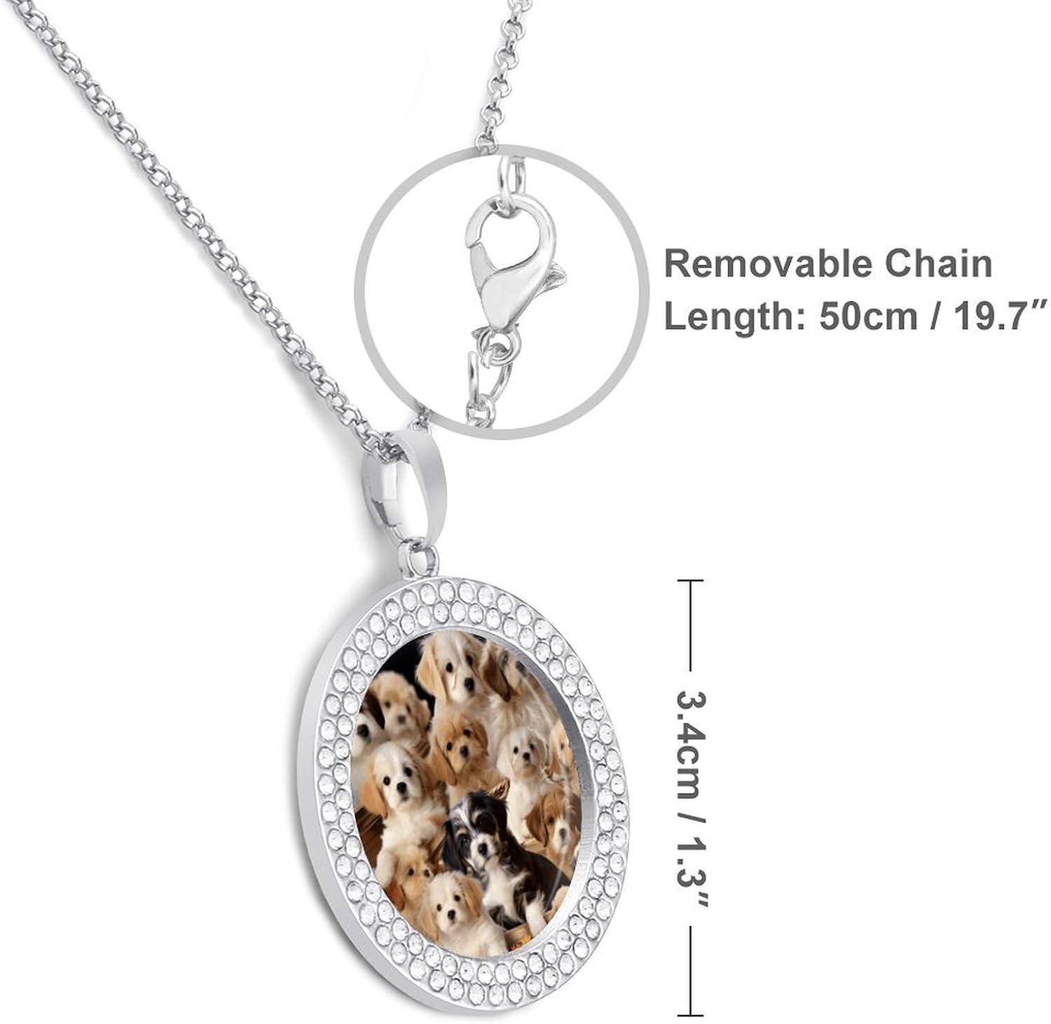 Cute Pet Dogs Necklace for Women Fashion Diamond Pendant Necklace Multicolored Printed Jewelry Necklaces for Men for Party Anniversary Christmas Gift Photograph image 2