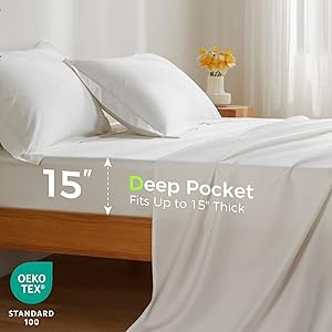 Grounding Sheets, 10% Silver 90% Bamboo Viscose Cooling Sheets, Soft & Breathable Moisture-Wicking 16inch Deep Pocket Cooling Sheets for Hot Sleepers, Grounded with Grounding Cord - White, Full