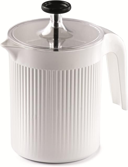 Cremix, Milk Frother Handheld, Manual Milk Frother for Cappuccino, White, 0.50 LT, 10 x 14.5 x 15.2 cm, Made in Italy, 0% BPA and Phthalate Free