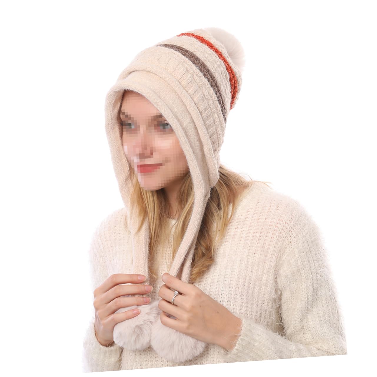 GALPADA 3pezzi Cappello Invernale Donna Lana Con Pompon Berretto Caldo e Morbido Per Sci e Attività All Aperto Beige Per Adulti e Ragazze