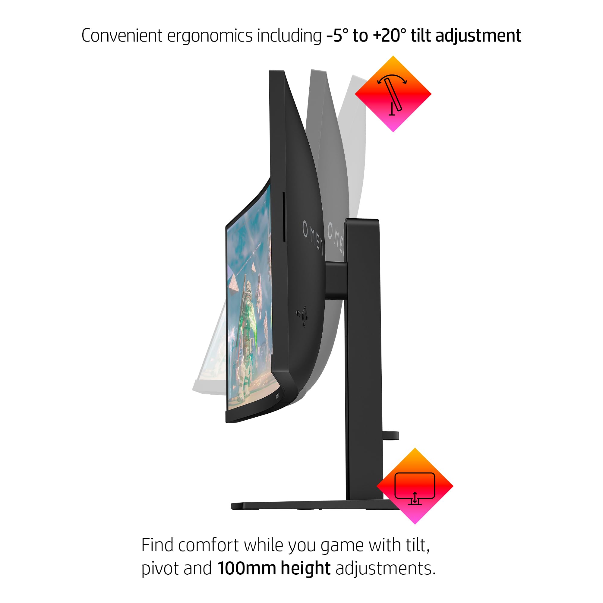 HP OMEN 34c QHD 165Hz Curved Gaming Monitor, WQHD Display (3440 x