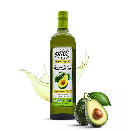 Vista 9 de De La Rosa Aceite de aguacate 100% puro, Kosher para Pascua, vegano, sin OMG y sin gluten, ideal para cocinar con alto punto de humo, primer aceite