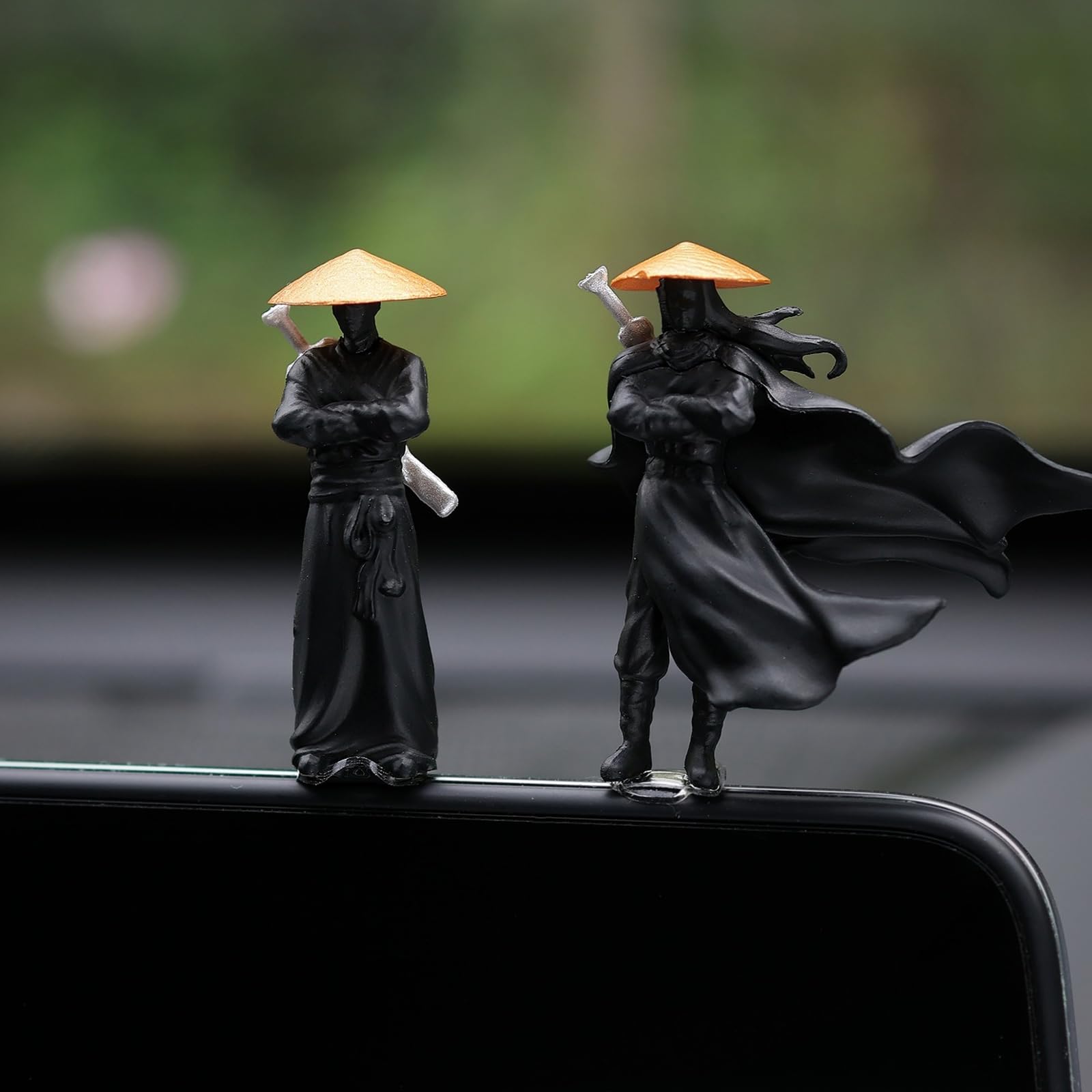 Wonjean Figuras Escultura Bonsai 2 Piezas Escultura De Personaje Decoración De Escritorio, Decoración De Tablero De Instrumentos, Adorno, Caballero Andante Bonsái, Escultura En Miniatura Coches