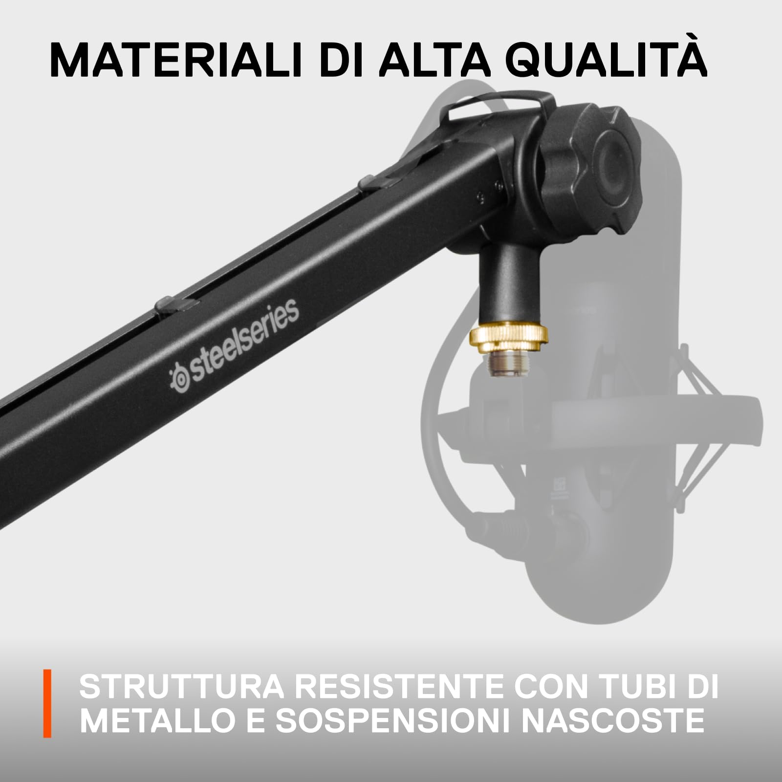 SteelSeries braccio pieghevole per microfono Alias - Per il gaming, lo streaming e il podcasting - Rotazione a 360° - Morsetto da scrivania - Design a forbice pieghevole - Adattatori da 3/8" e 5/8"