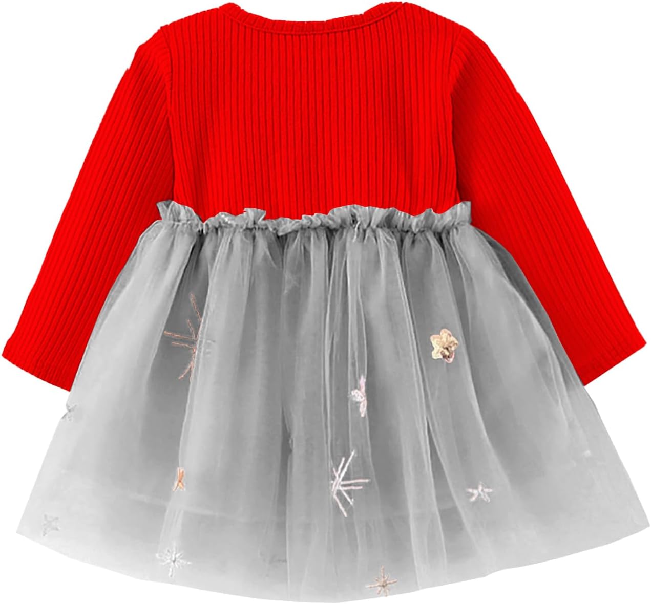 ベビー ガールズ 長袖 チュール チュチュ ドレス フラワー ガールズ カジュアル ドレス サイズ 6M-3T