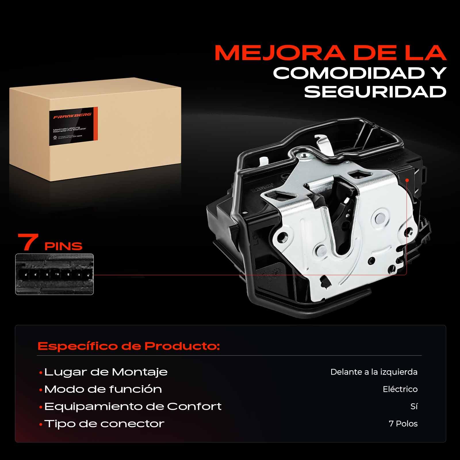 Frankberg Servomotor Cerradura de Puerta Delantera Izquierda 7-Pines Compatible con E90-E93 2004-2022 E81 E87 F20 2004-2022 E60 F10 2004-2017 X1 E84 2009-2015 X3 E83 2008-2017 51217202143
