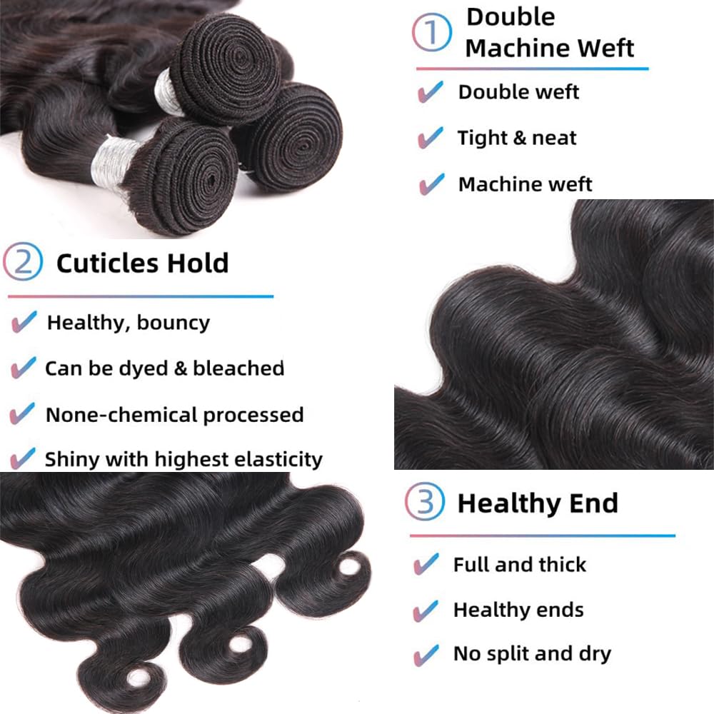 Amazon.com : Human Hair Bundles Body Wave Bundles Human Hair  display picture 3