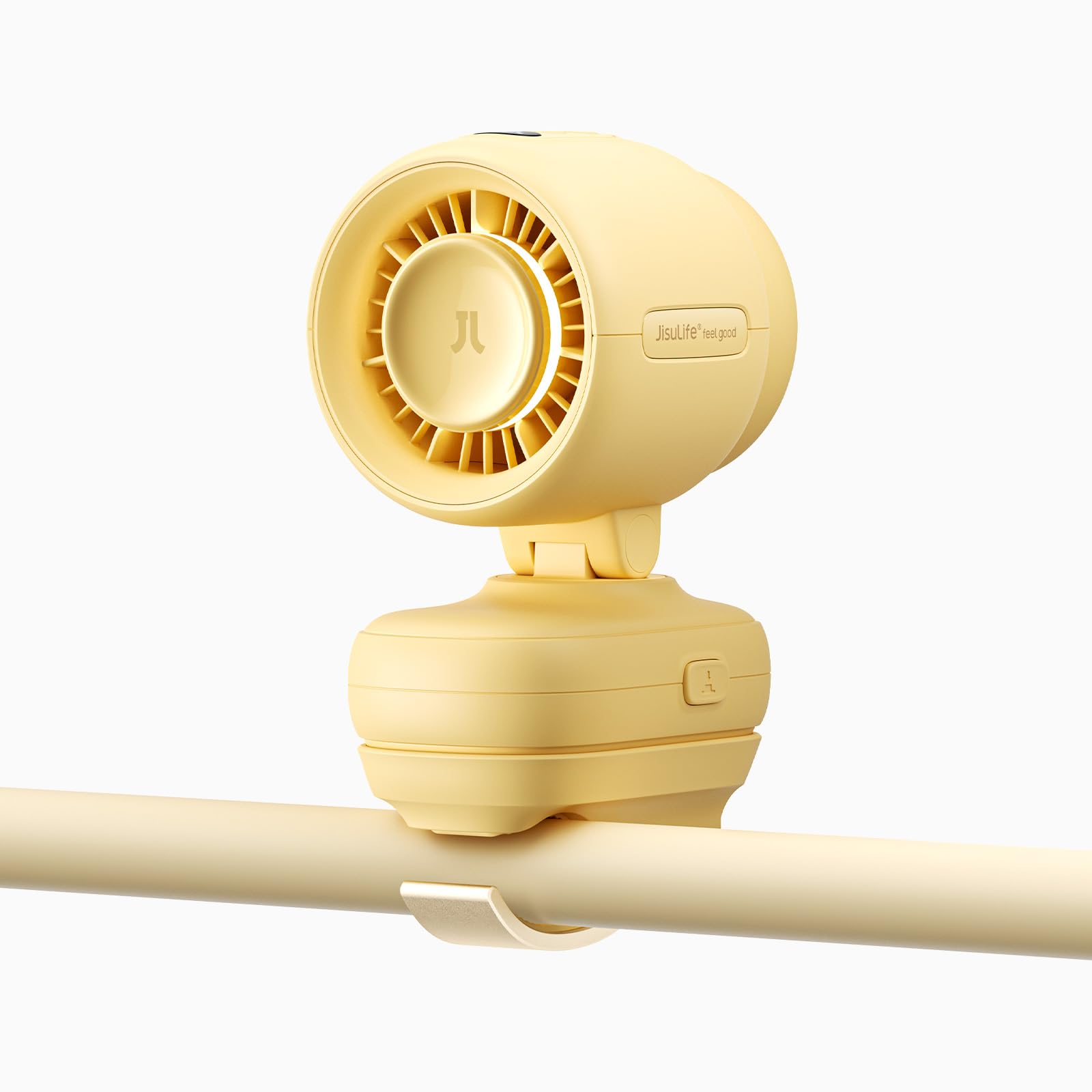 JISULIFE Mini ventilador de clip para cochecito de bebé, portátil, funciona con pilas, luz nocturna, 5 velocidades, pantalla LED, soporte flexible desmontable, seguro para cuna, cinta de correr