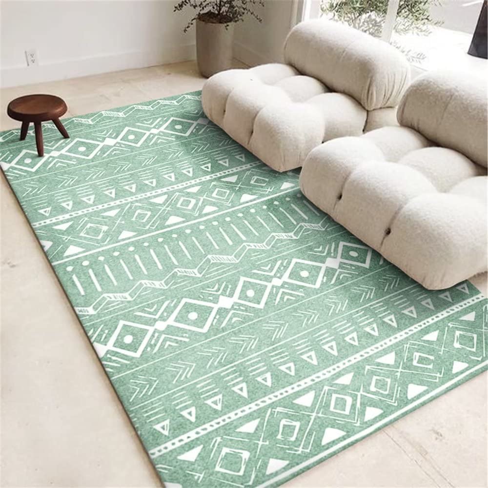 Tapis de salon lavable et isolant phonique grand format vert rectangle