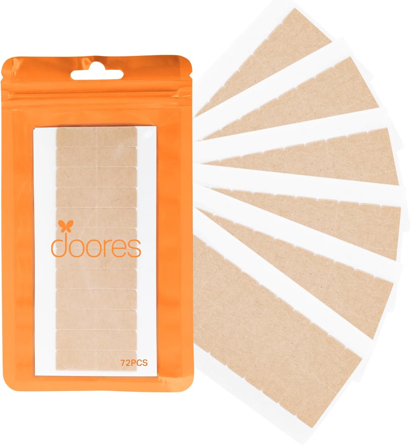 DOORES Hair Extension Tape Tabs, 72pcs Double Sided Replacement Tape Adhesive Invisible No Residue Transparent Tapes for Hair Extensions, 72 Tabs (4 x 0.8 cm/1.57 x 0.31 inch)