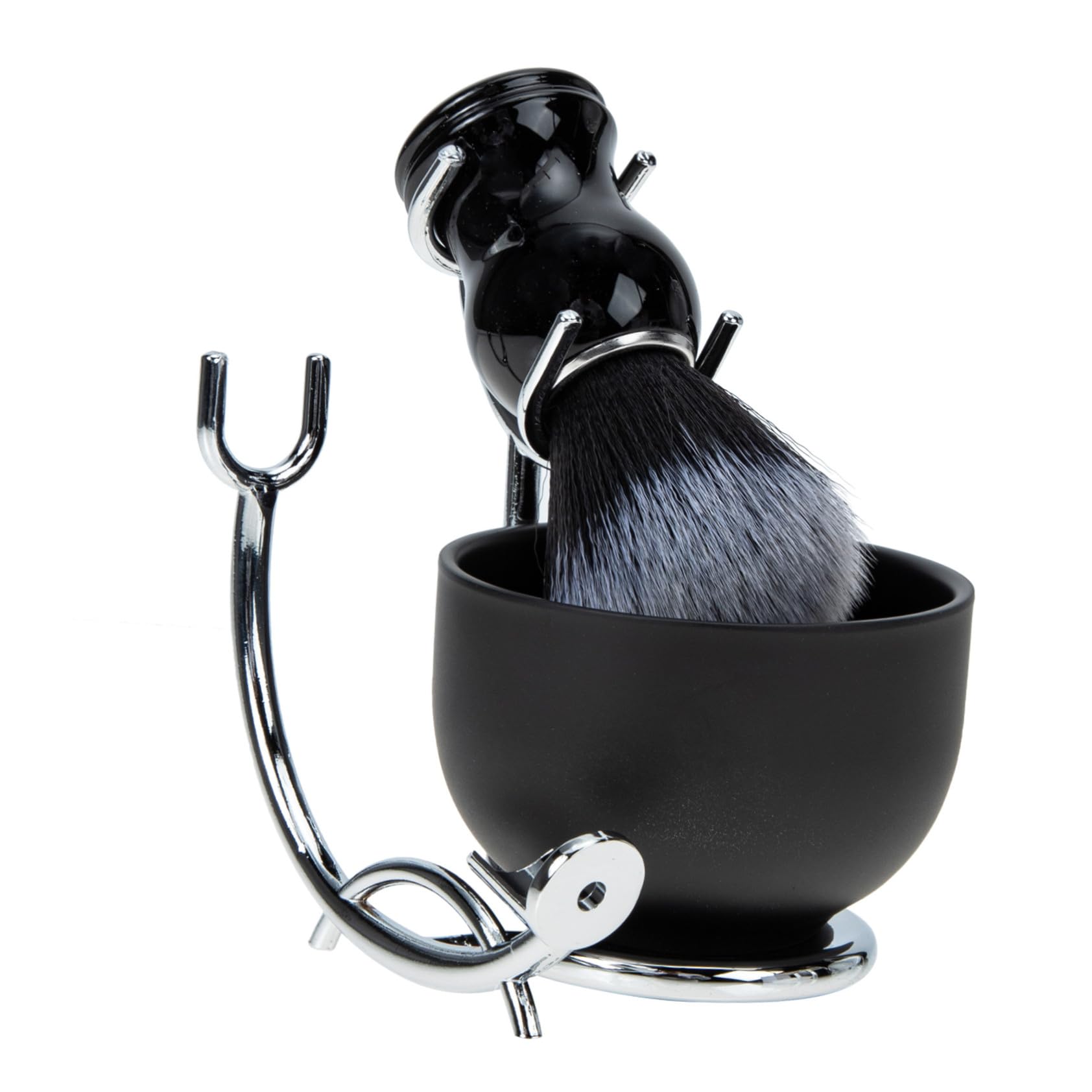 Shaving Kit mit Rasierpinsel und Schale aus Multifunktionaler Herren Rasierpinselhalter für Dichte Cremige Rasierschaum lotion Hautberuhigend und Porenverfeinernd Schwarz silber