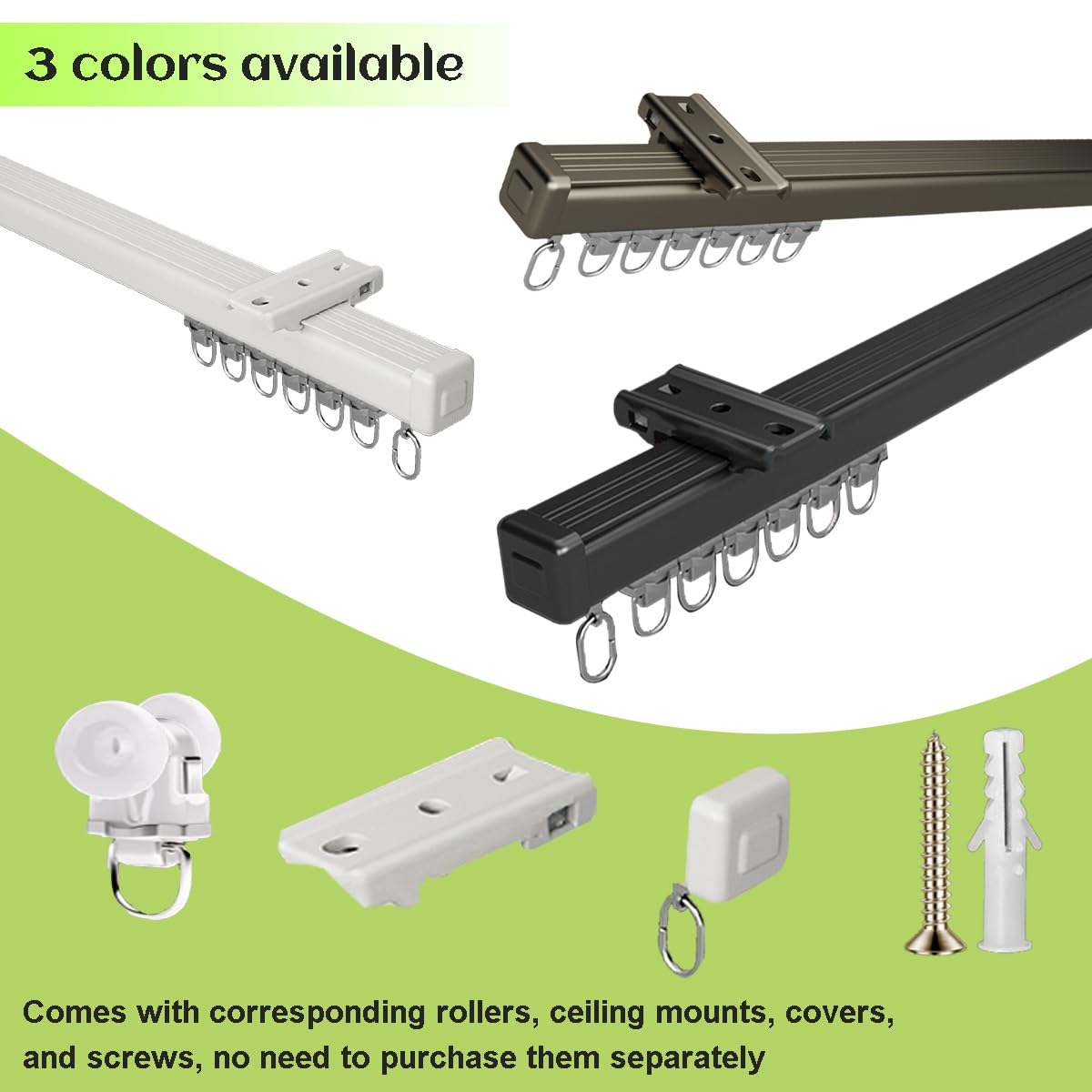 Heavy Du - Supporto da soffitto in lega di alluminio con ruote, divisorio per camper, 1,8 m, bianco per un funzionamento fluido e silenzioso