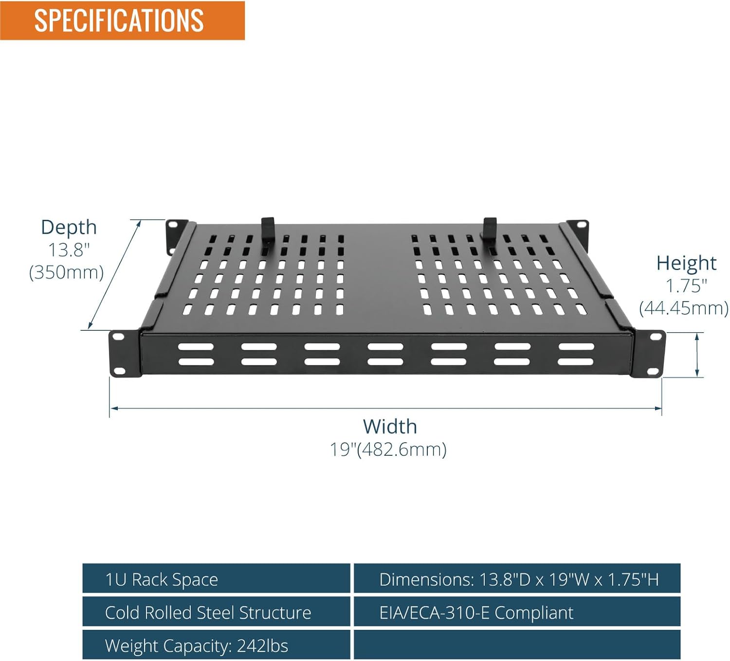 Contents included with Tecmojo 1U rack shelf