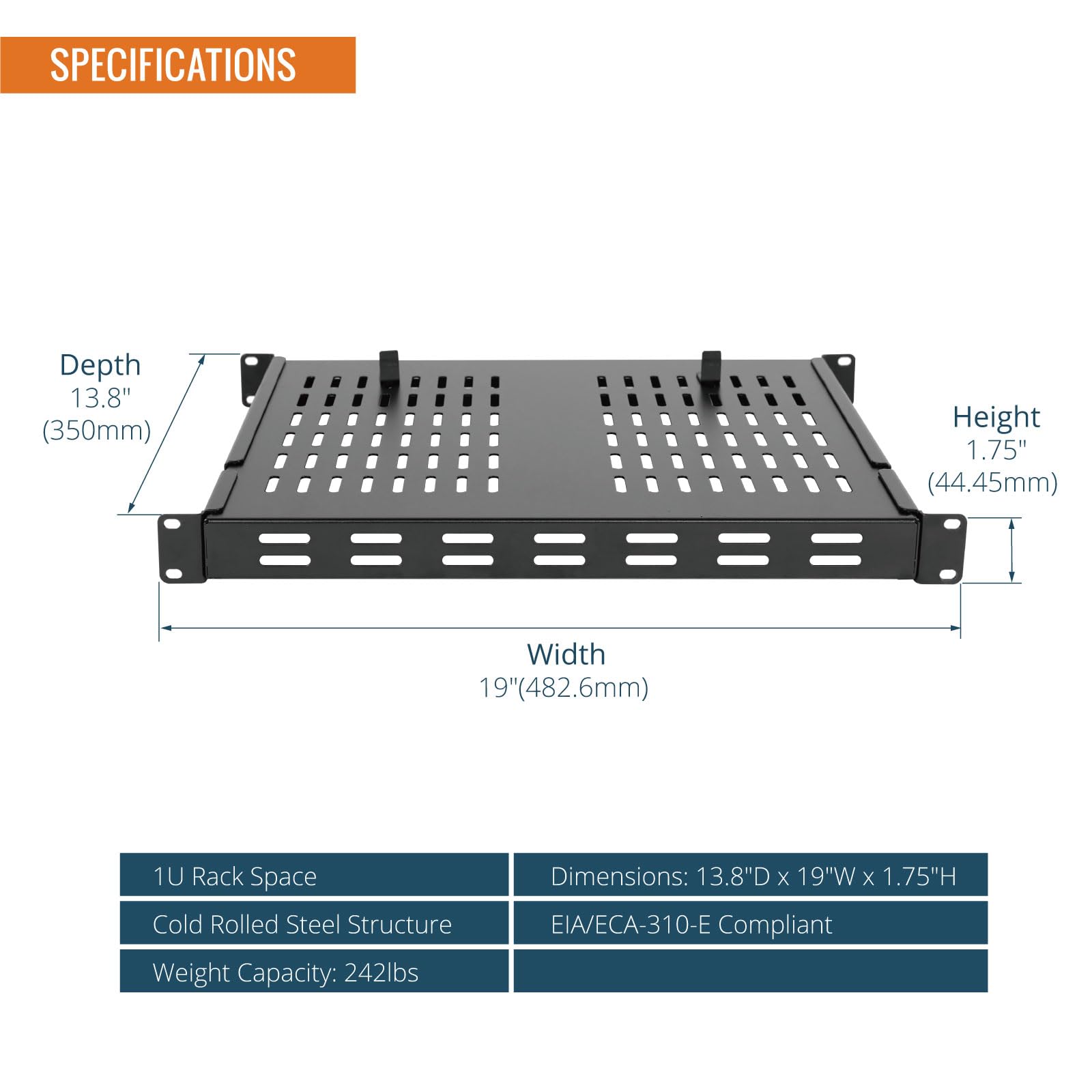 Amazon.com: Tecmojo 1U 4-Post Vented Server Rack Mount Shelf,13.8