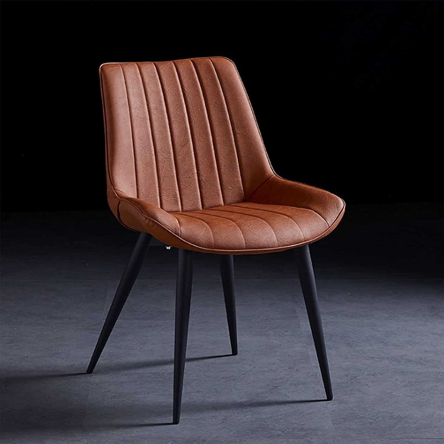 Office Chairs Set of 4 Living Room Bedroom Balcony Chair Artificial Leather Wrought Iron Stool Legs Dining Chair(Orange)