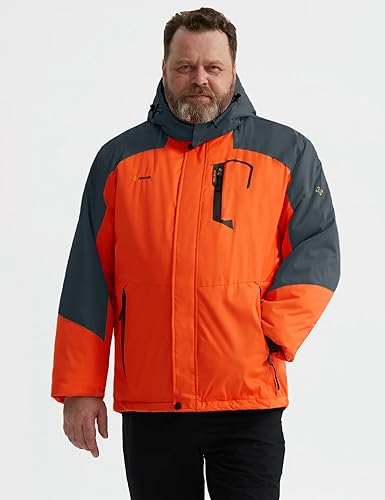 Vista 6 de GEMYSE Chaqueta impermeable de esquí de montaña para hombre, chaqueta de lluvia resistente al viento