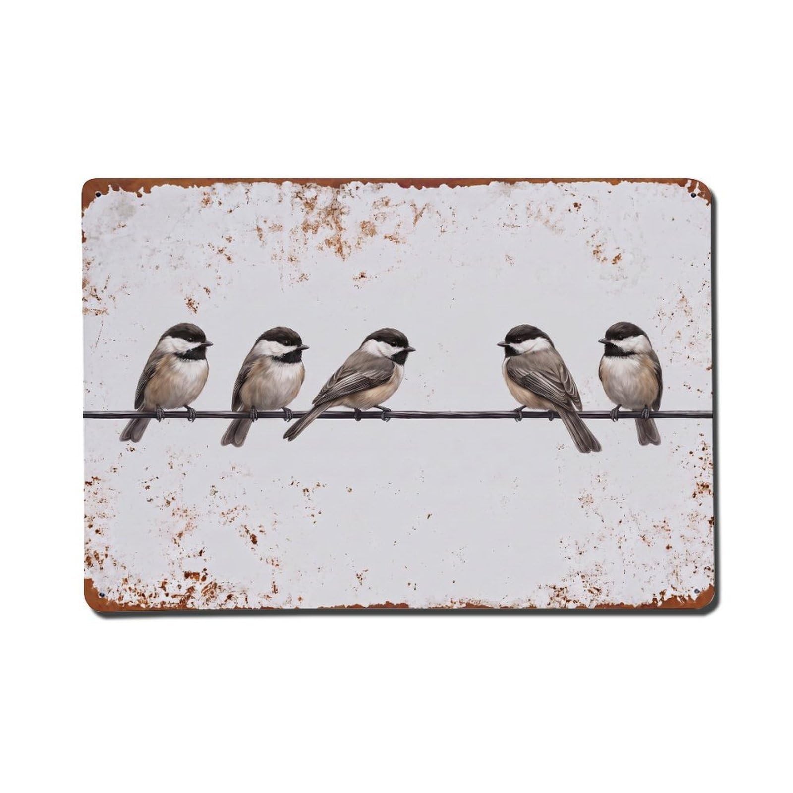 Vintage Retro Birds Black-capped Chickadee Metal Tin Sign