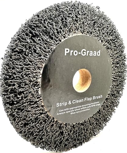 Image of 8 inch x 1 inch Black 40 Grit Extra Coarse Non-Woven Bench Grinder Strip & Clean Flap Brush Wheel, Metal Graining, Stripping, Rust & Paint Removal, Compatible for 1 /2 inch, 5 /8 inch, 3 /4 inch, 1 inch, 1-1 /4 inch Arbor