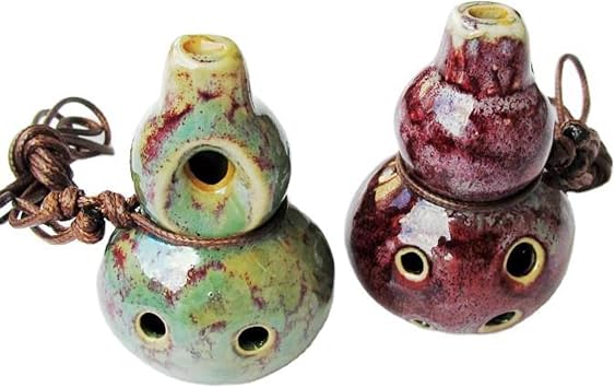 Six Holes Ocarina Alto C Ceramic Ocarinas Instrument C Key for Beginner, Color Ocarina Wood Wind Instrument 2.8 * 1.6in(01)