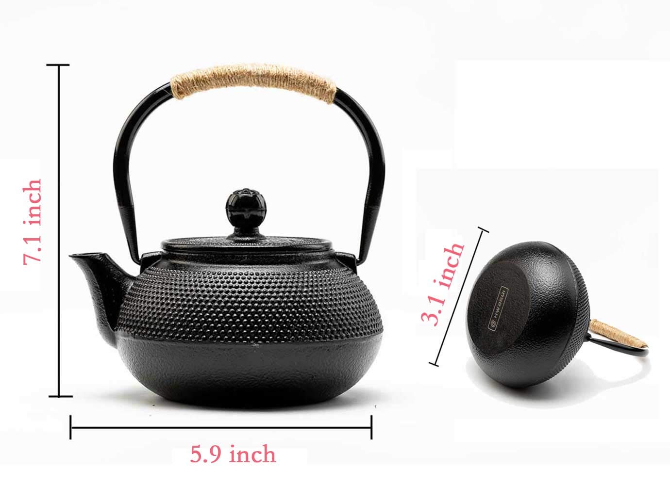 Giapponese Teiera in Ghisa con Interno Smaltato,Bollitore con Filtro Come Regalo di Artigianato Sano 800ml / 25 oz