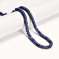 Vista 3 de ICAI Cuentas 4x6mm Naturales Redondas – Cuentas Espaciadoras de Gemas Sueltas para Hacer Joyería DIY (Lapislázuli)