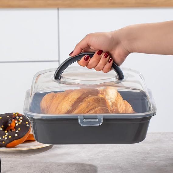 Porsima 1096 Anthracite Cake Pastry Container - Carrying bag - Ziplock bell jar