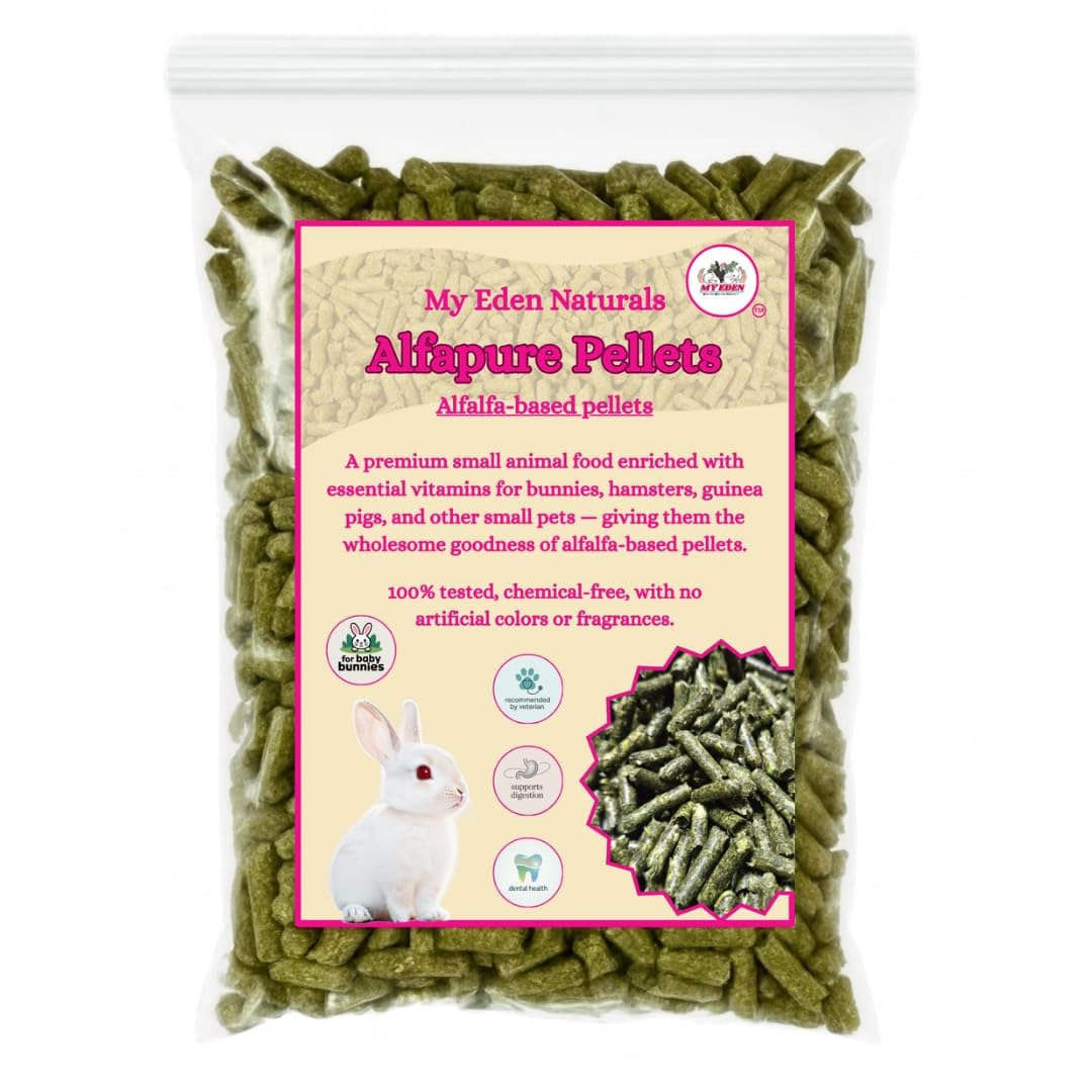 My Eden Alfalfa Pellets, Premium Rabbit Food Hay Pellets, High Fiber for Guinea Pigs Hamsters Small Animals, 500 gm Natural Pet Feed-image-30