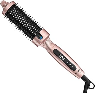 Terviiix Hot Brush 1.5 Inch Ceramic Tourmaline Ionic Curling Iron Volumizing Heated Brush Create Root Volume & Loose Curls, Digital Display 9 Temperatures Thermal Brush Volumizer, Dual Voltage