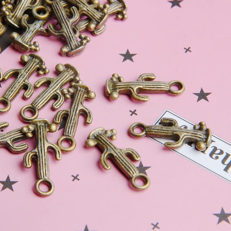 Ximimark 100 pcs 22x14mm Cactus Charms, Antique Tibetan Silver Tone 3D Cactus Charms pendant, DIY Findings, Jewelry Making - Image 7