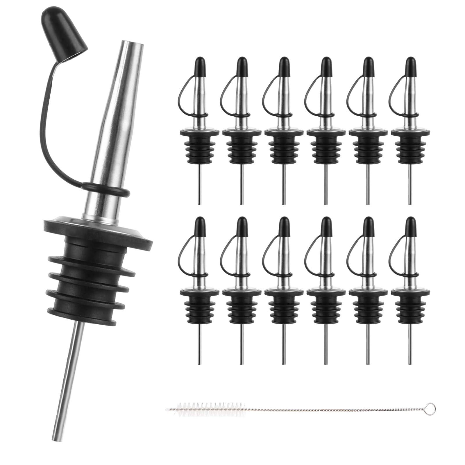 ASelected 12PCS of stainless steel wine bottle pourers Cone pourer Spirits wine pourer for bar tavern home oil pourer