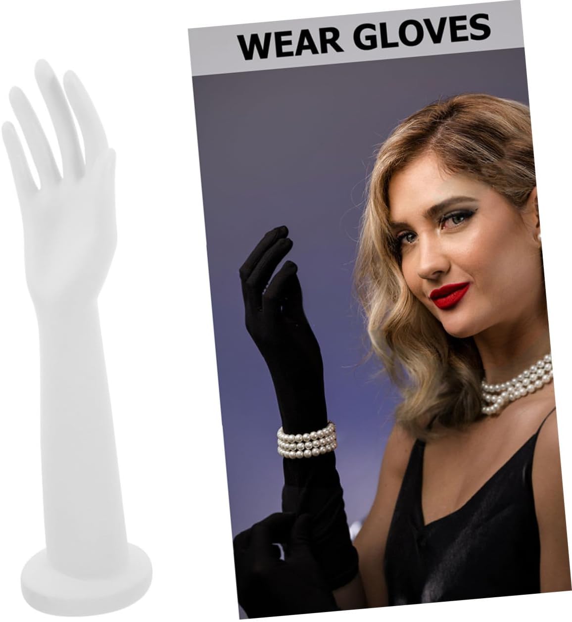 2pcs Female Mannequin Hand Display Stand, Matte White PVC Long Hand Model for Jewelry Holder, Bracelet and Ring Display, Wedding and Photography Prop