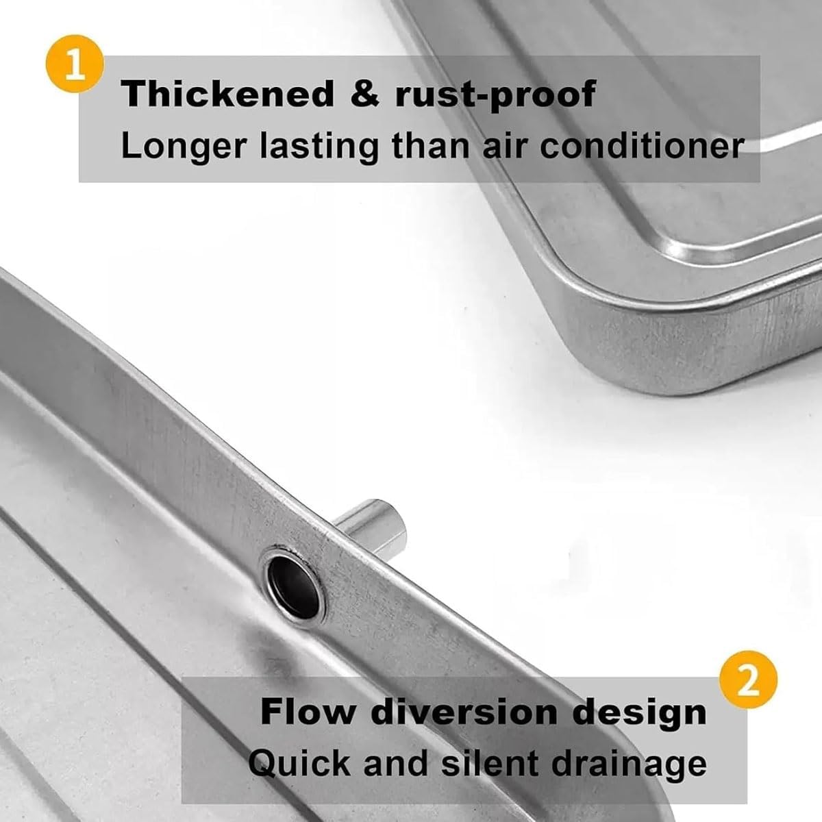 Air Conditioner Drip Tray with Drain Hole,Stainless Steel Condensate Drain Pan with Mounting Bracket,Water Tray with Drain Pipe,for Universal Split Air Conditioner Heat Pump Systems(5-6P)