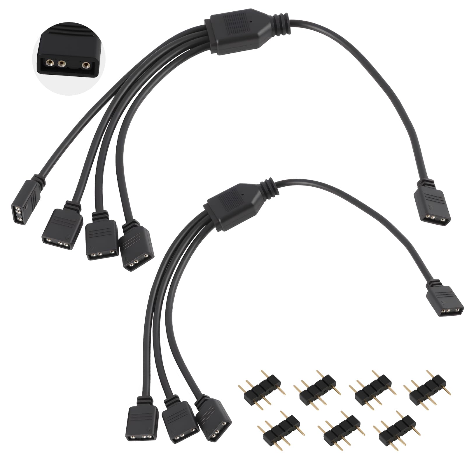 Câble Répartiteur ARGB 5V 3 Broches 1 vers 3 Ports 30 cm pour Ventilateur PC