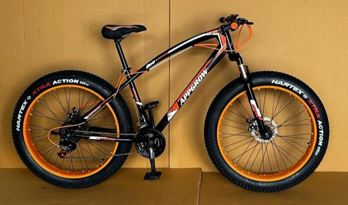 App Grow Fat tyre Cycle in Jaguar Frame in Extra Fat Tyres of 26 * 400 with 21 Speed Gears with Front Suspension Fork with Dual disc Brakes for Age Group 12+-image-21