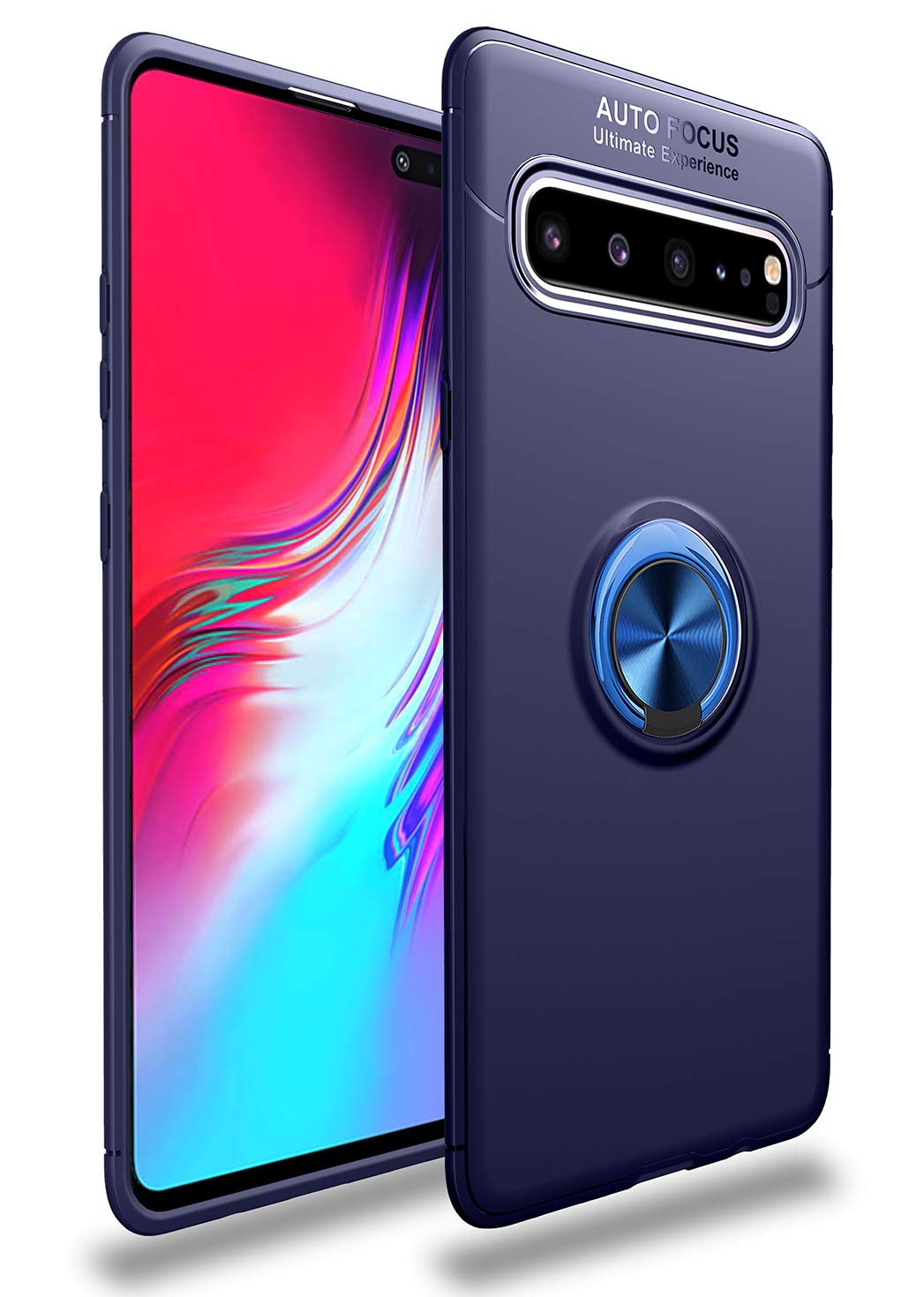 SORAKA Case for Samsung Galaxy S10 5G with 360 degree rotation Ring Holder Soft TPU Slim Fit Case Samsung Galaxy S10 5G Case with Metal Plate for Magnetic Car Phone Holder Blue
