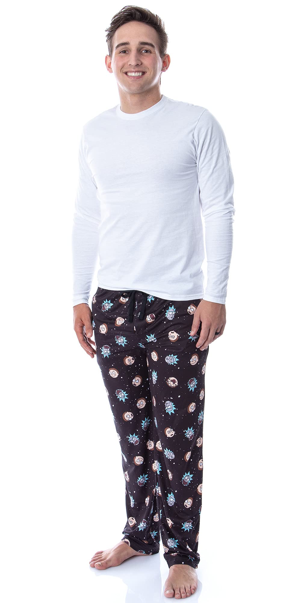 Rick and Morty Herren-Schlafanzug, Motiv: Wurfmuster, Schwarz
