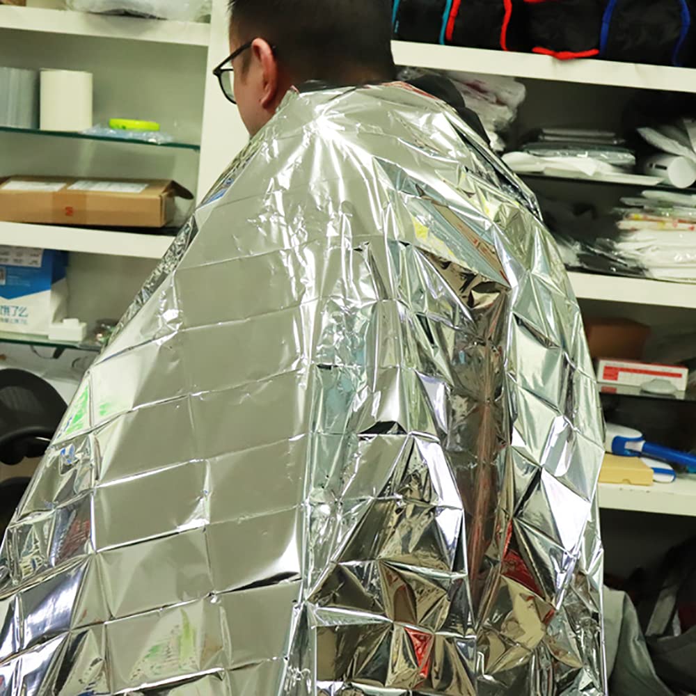 4-pak awaryjne koce termiczne Mylar - zaprojektowane do wędrówek na świeżym powietrzu maratonów survivalowych lub pierwszej pomocy (kolor srebrny)