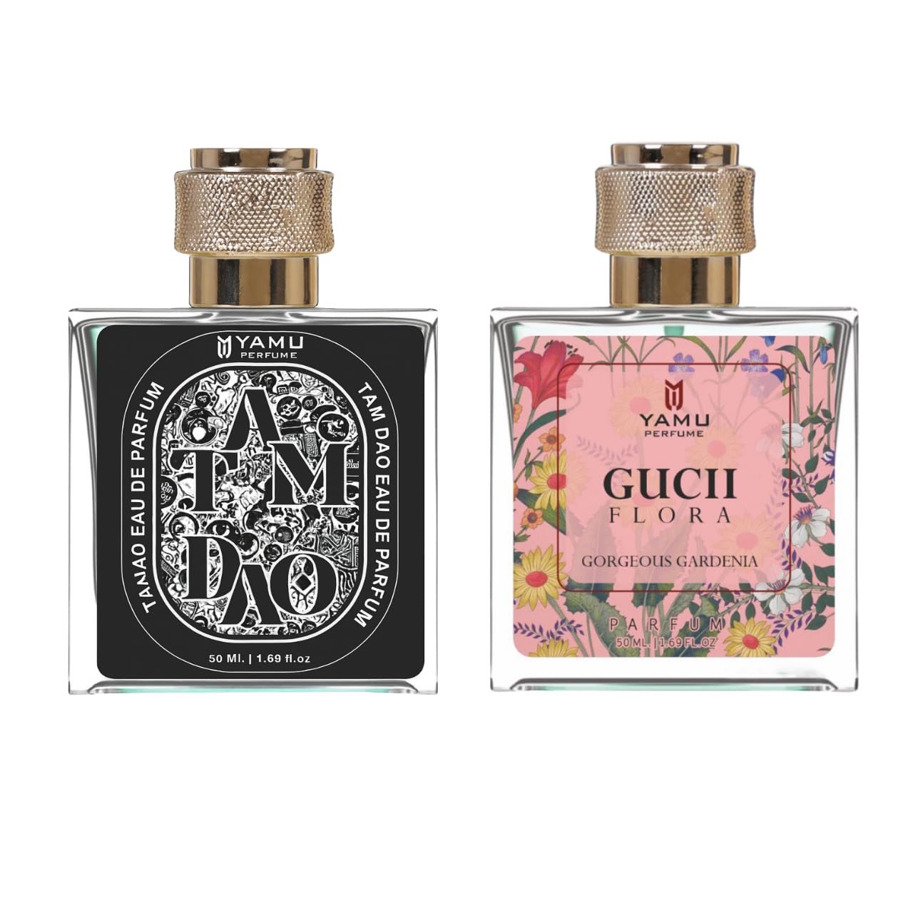 Perfume For Men & Women | Gorgeous Gardenia Long Lasting Fragrance | Wildflowers, Soft Musk | Sandalwood, Cypress, Aromatic Herbs | Gifting For Best Event couple set ( Gucci Flora & Tam Dao 50Ml X Pack Of 2)-image-3