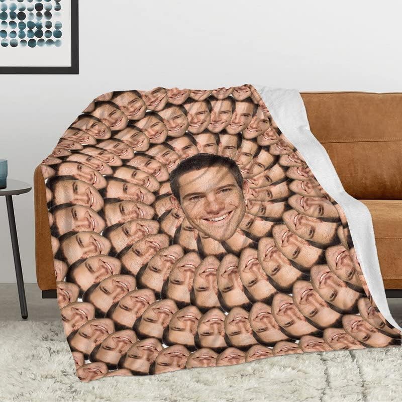 Miniatura 2 de Manta facial con fotos personalizadas, manta de cara personalizada, divertida manta de felpa súper suave para sofá, cama, sofá, cálida y acogedora