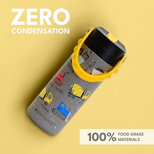 Miniatura 8 de Elemental Botella de agua aislada para niños, botella de agua de acero inoxidable con tapa de popote y asa Pop-it, botellas de agua a prueba de