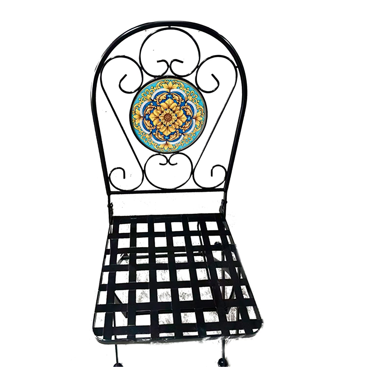 buybuy Kit 2 Sedie e Tavolo Rotondo in Ferro Battuto Mosaiko MOKIT026
