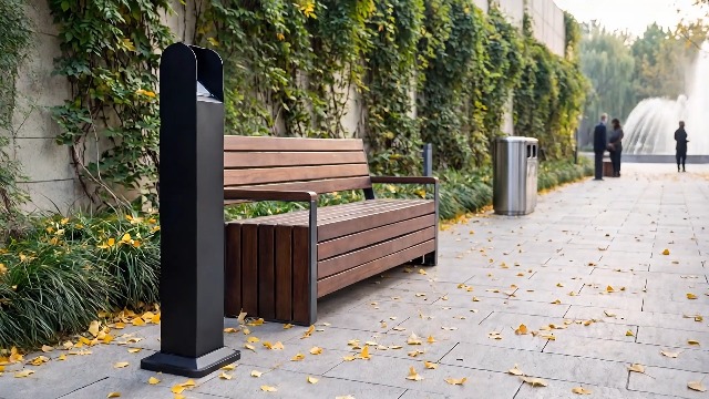 Image of MorningRo Disposal Outdoor Standing Trash Can with Wind Resistant Base Commercial Receptacles Slim Columnar Metal Receptacle for High Traffic Areas Parks Spaces (43.3 Inch Tall, 29l Capacity, Black)