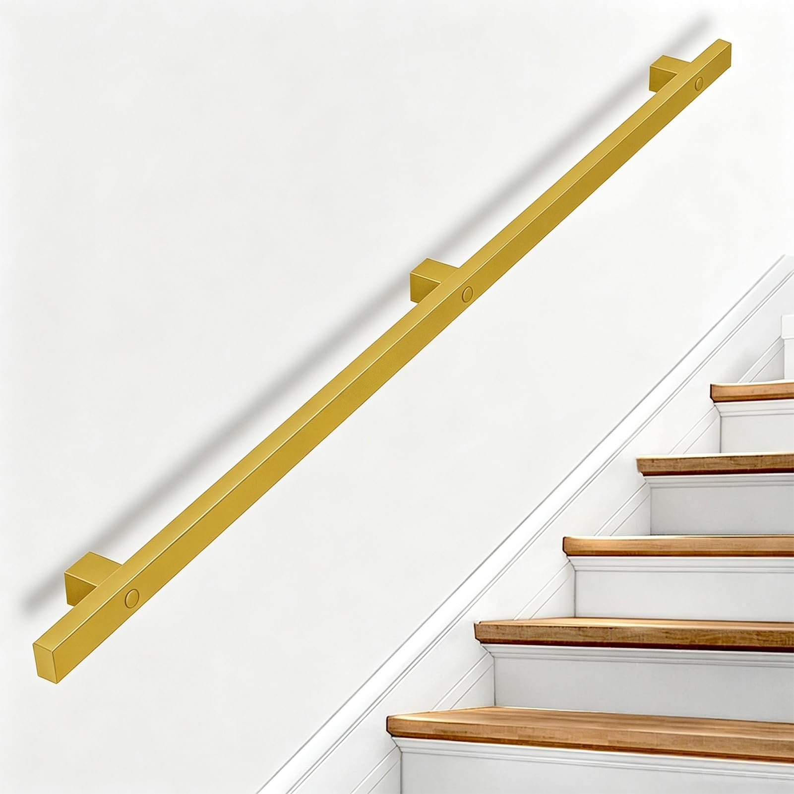 Drsyffsup One Color Handrail, Metal Wrought Iron, Banister With Wall Holders And Metal Screws