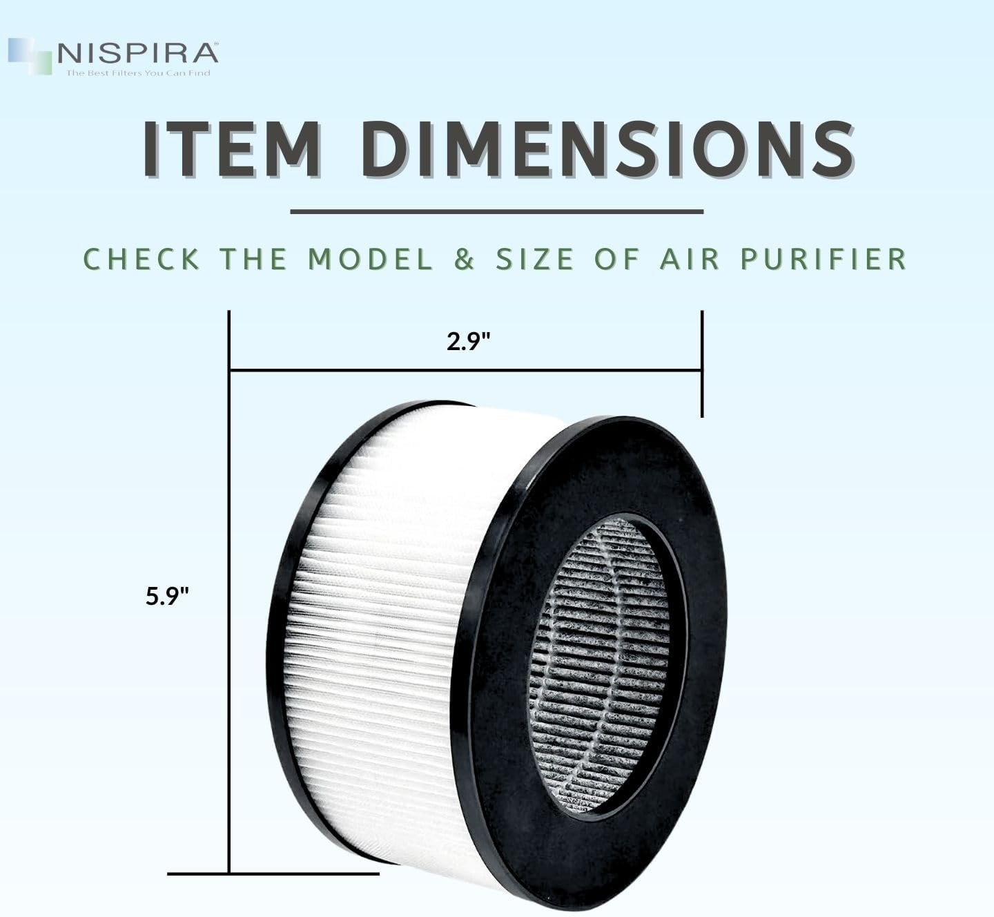 Nispira True HEPA Replacement Filter for CVS Health Desktop Air Purifier 3-in-1 True HEPA Activated Carbon, 2 Packs