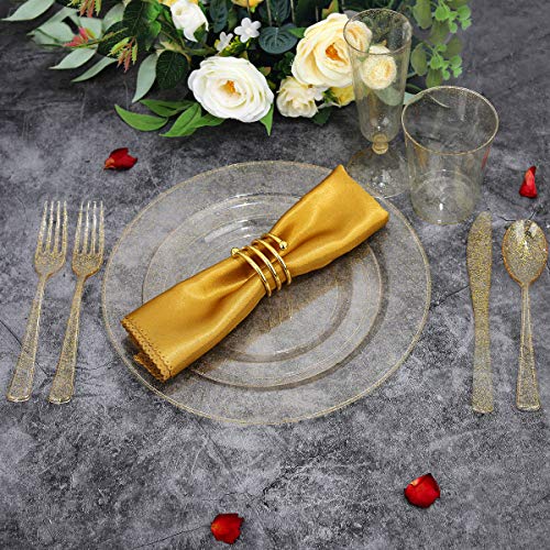 Wellife 50 Pack Gold Glitter Plastic Champagne Flutes, 5.5 Oz Disposable Champagne Glasses For Champagne, Premium Plastic Toasting Flutes Perfect For Wedding And Party #TOP5