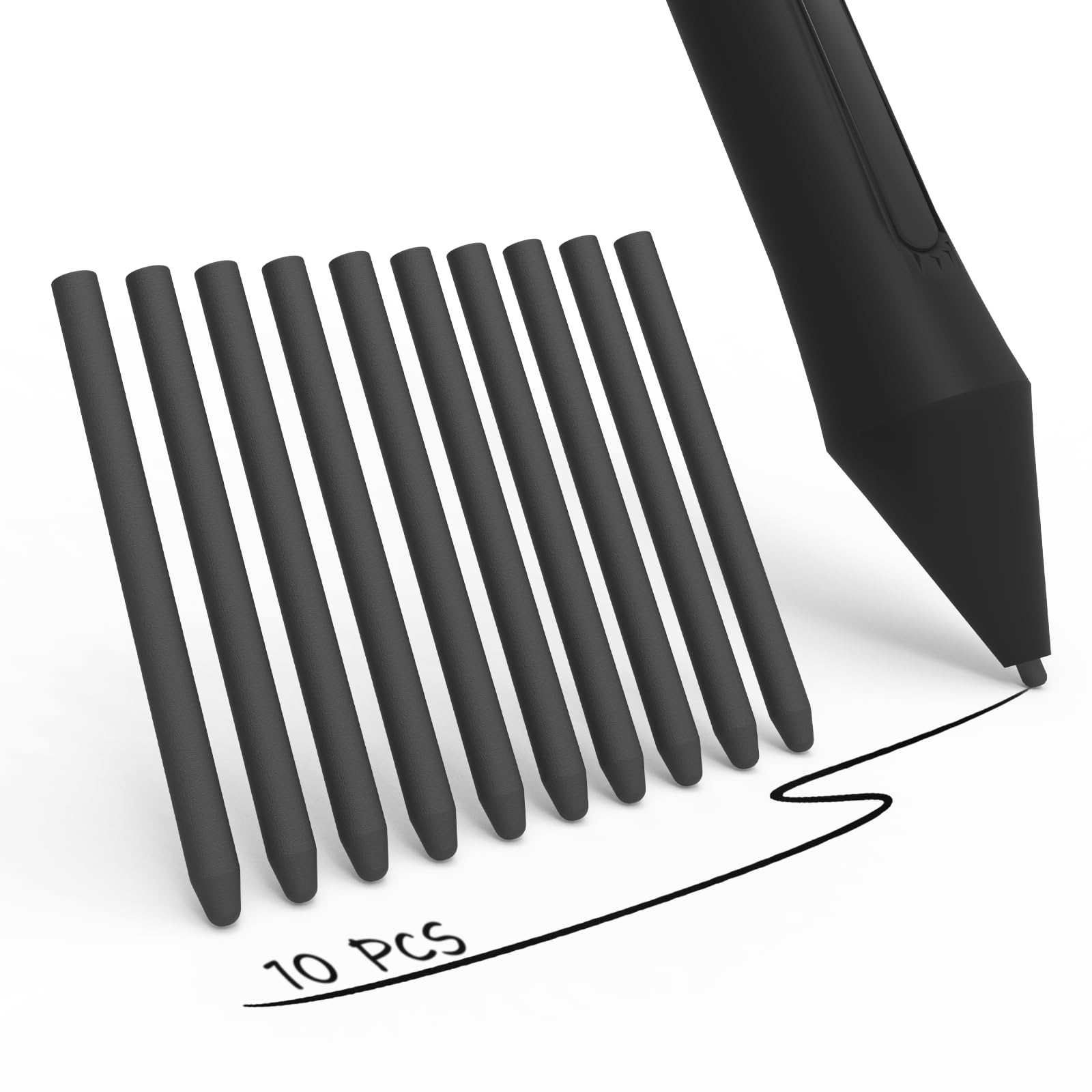 10 Pack Replacement Felt Nibs/Tips for Wacom Pens, Standard Pen Nibs Fit Wacom Bamboo Intuos Pens CTL460, CTH460, CTH461, CTH661, CTH-480, CTH-480S, CTL471, CTL472, CTL671, and More