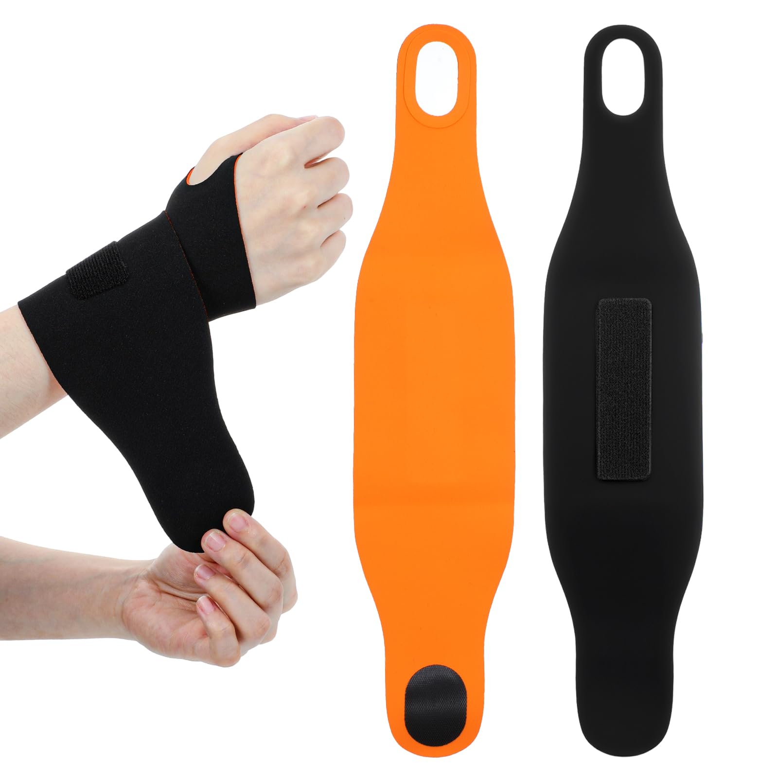 Nogeqi 2PCS Wrist Support for Carpal Tunnel, Ultra-Thin Splint Wrist Support, Elastic Hand Brace for Pain Relief Fitness Enthusiasts for Right & Left Hand (Black, Orange)